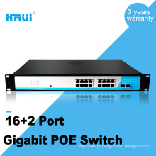 Conversor de mídia Gigabit poe 2 gigabit combo porta poe switch 16 port